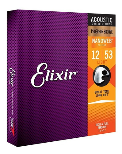 Corda Violão Aço Elixir 012 Phosphor Bronze Nanoweb Elixir