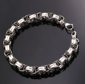 Pulsera De Eslabones Negros 8mm De Hombre No Subasta