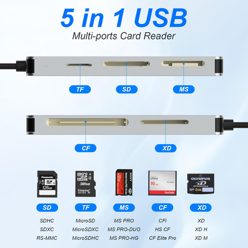 Adaptador Memory Stick Pro Duo, Leitor De Cartão 5 Em 1 Para