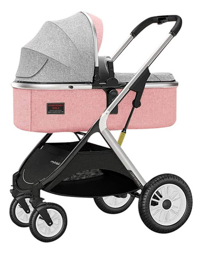 Coche Cuna Moisés Compacto Multiposiciones Rosado Babymine