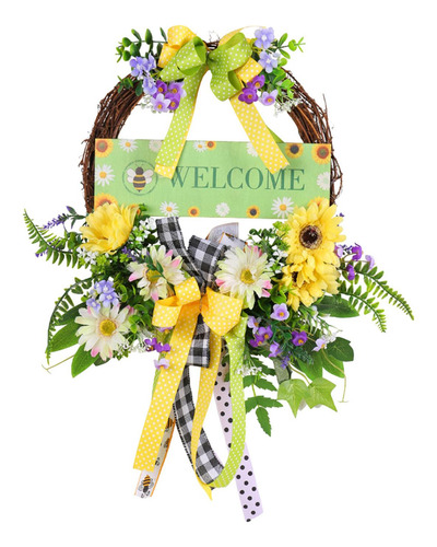 Corona De Primavera Para Puerta Delantera, Corona Artificial