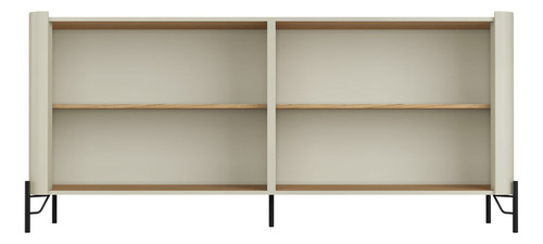 Balcão Buffet P/ Sala Porta Brise 180cm Pés Metal 100% Mdf Cor Louro E Luna Com Preto