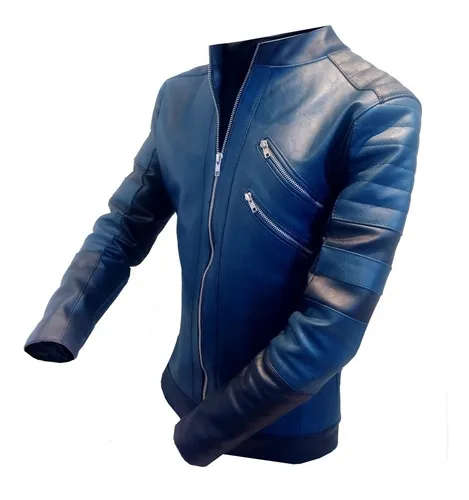 Chaqueta de piel hot sale azul