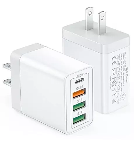  Paquete de 2 bloques de carga USB C de 20 W PD carga