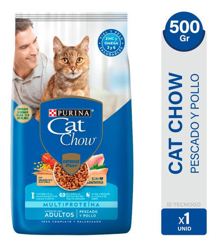 Alimento Gato Adultos Cat Chow Adultos Pescado Pollo 500gr