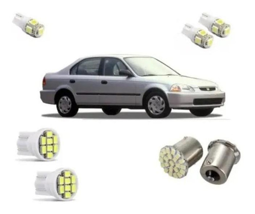 Kit Lâmpadas Led Honda Civic 99-00 - Farolete, Teto, Placa