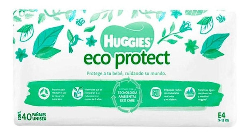 Pañales Huggies Eco Protect Etapa 4 Unisex 40 Piezas