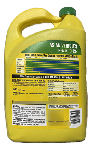 Anticongelante Prestone Verde 3.78l Vehiculo Asiatico