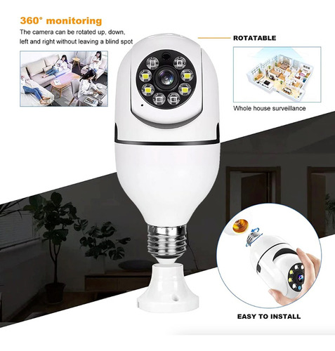 Camara De Seguridad Ip Domo Hd Wifi Tipo Foco Lampara Espia