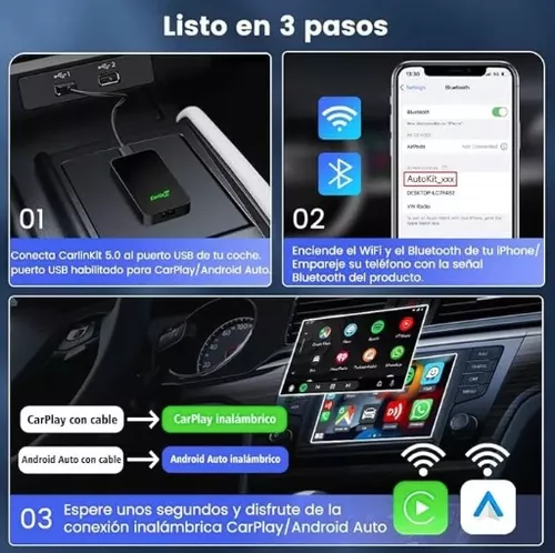 Carlinkit 5.0 Adaptador Inalámbrico Carplay Y Android Auto