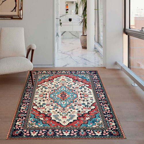 Alfombra Carpeta 100x150 Tipo Persa 90 Living Comedor Roja Color Rojo Diseño De La Tela Clásico