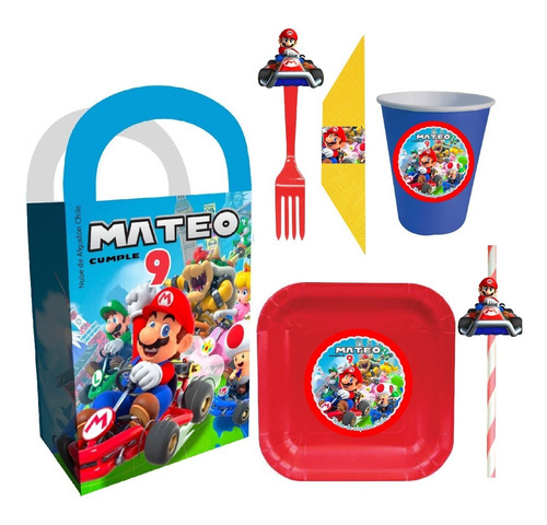 Cotillón Mario Kart Cumpleaños Personalizado Niños