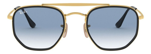 Óculos de sol Ray-Ban General Marshal II Standard armação de aço/plástico cor polished gold, lente light blue degradada, haste polished gold de aço - RB3648M