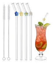 Comprar 4 Piezas De Pajitas De Vidrio Con Encantos, Pajitas De Con A