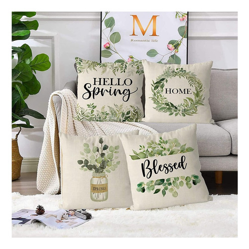 Fundas De Almohada De Primavera De 18 X 18 Pulgadas 4 Decor