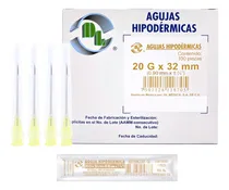 Comprar Aguja HiPodérmica Calibre 20x32 Amarilla Caja Con 100 Capacidad en volumen 1 mL