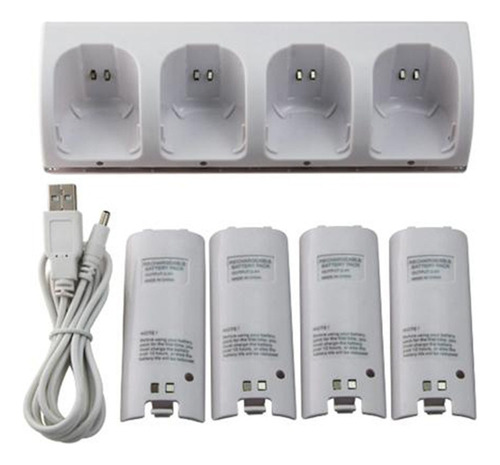 Estación De Carga Do +4* 2800 Mah Baterías Para Wii Blanco