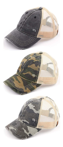 Trucker Hatbundle - Negro Lavado, Camuflaje Negro, Malla De 