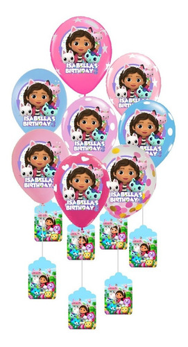 Set 8 Globos Con Adhesivos Personalizados La Casa De Gabby