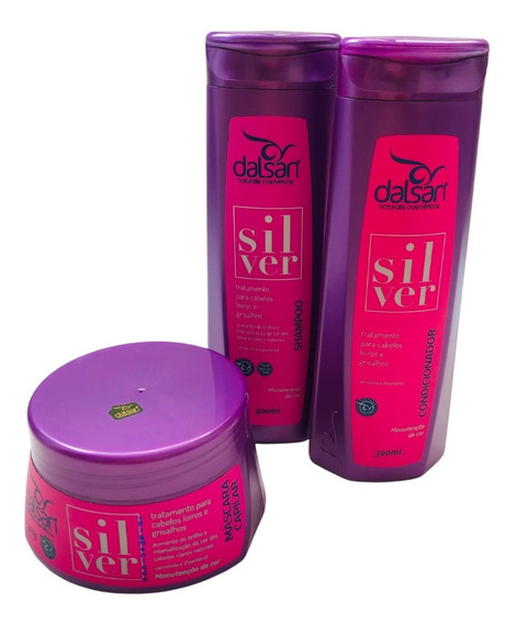 Kit Shampoo Cond E Másc Silver Dalsan 3x300ml Cabelos Loiros | Parcelamento  sem juros