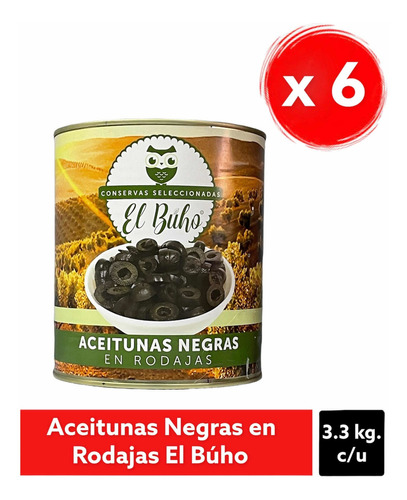 Caja Aceitunas Negras En Rodajas 3.100g C/u +