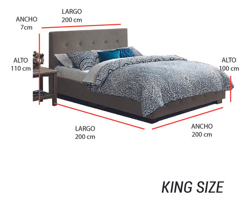 Set Base Recámara Alba King Size Lino Gris Cama Set