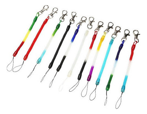 - 12pcs Resorte De Plástico Espiral Llavero Retráctil Clips