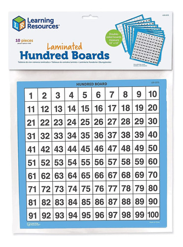 Learning Resources Laminated Hundred Boards, Dry-erase Count