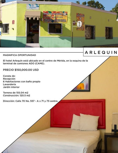 Imagen 1 de 1 de Centro De Merida Hotel Arlequin En Venta