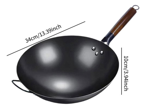 Sartén Wok Sartén Antiadherente Con Mango 34 Cm Con Oreja