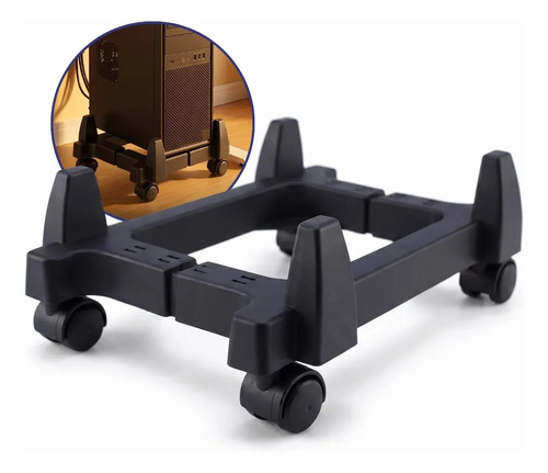 Carrinho para cpu Suporte Nobreak Gabinete com Rodinhas Preto Force Line