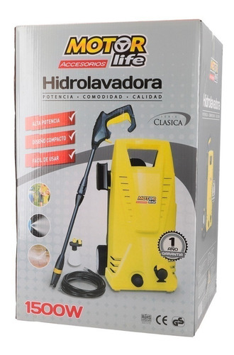 Hidrolavadora Motorlife 1500w 5l/min- 5 Mts Manguera