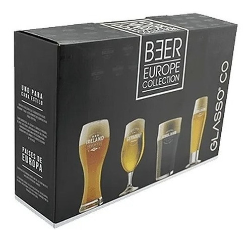 Set De 4 Vasos Para Cerveza Europe Glasso Color Vidrio