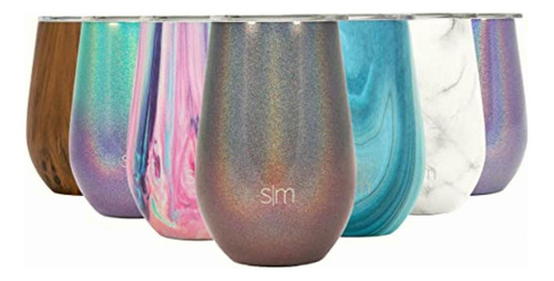 Simple Modern Spirit Vaso De Vino Con Tapa 355 Cc, Acero Color Ombre: Lluvia Glaciar