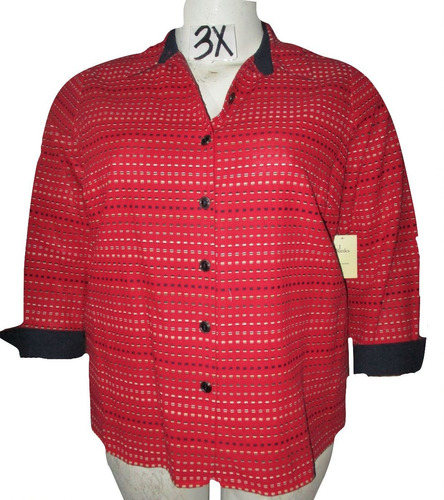  Chaqueta Roja Estampada /vestir Talla 3x (42/44) C.j. Banks