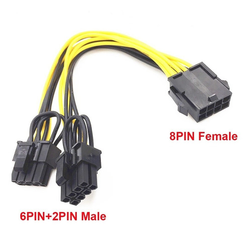 Imagen 1 de 5 de Cable Extensor Pci-adaptador Splitter 8 A 2 X (6+2) 8 Pin
