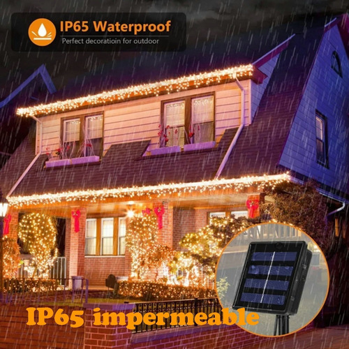 Imagen 2 de 7 de Guirnalda De Luces Solares Exteriores Decoracion 10m 100 Led