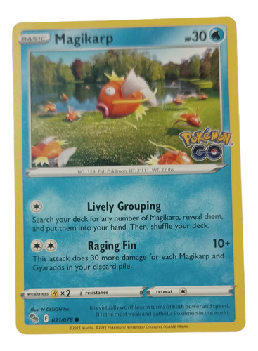 Carta Tcg Pokémon Go Magikarp 21/78 Año 2023