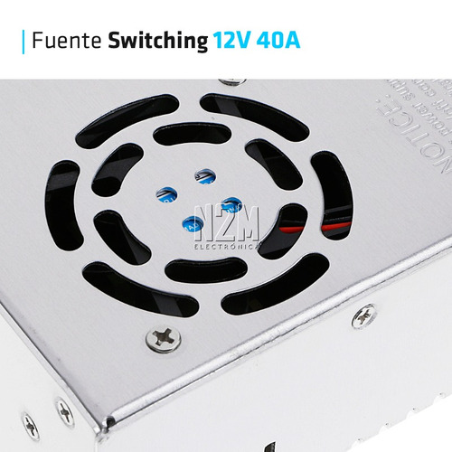 Imagen 4 de 9 de Fuente 12v 40a Metalica Regulada Switching Tira Led Cctv Premium