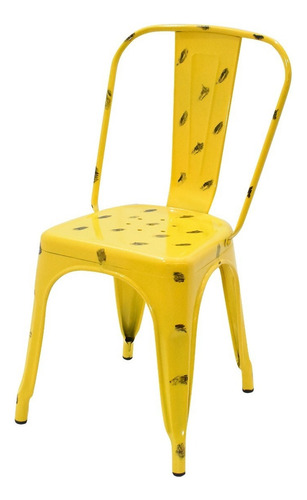 Silla Tolix Retro Metal Amarillo Hogar Comedor Restaurante