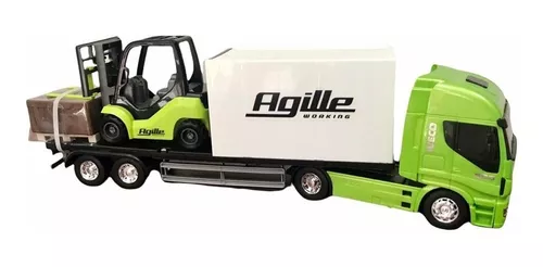 Brinquedo Carreta Iveco Hi-way Com Empilhadeira Agille