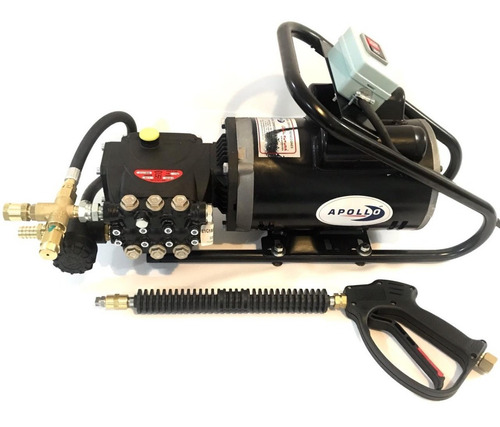 Imagen 1 de 9 de Hidrolavadora Industrial 1800 Psi 110v Uso Rudo Apollo 2 Hp De Alta Presión Bomba Italiana Y Motor Eléctrico 1750 Rpm