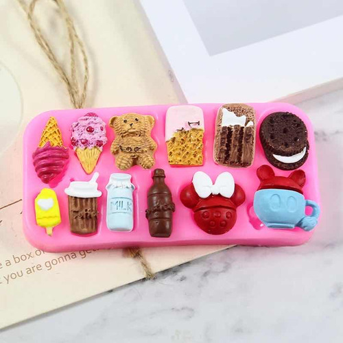 Molde De Silicón Galletas Refresco Postres Mickey Minnie