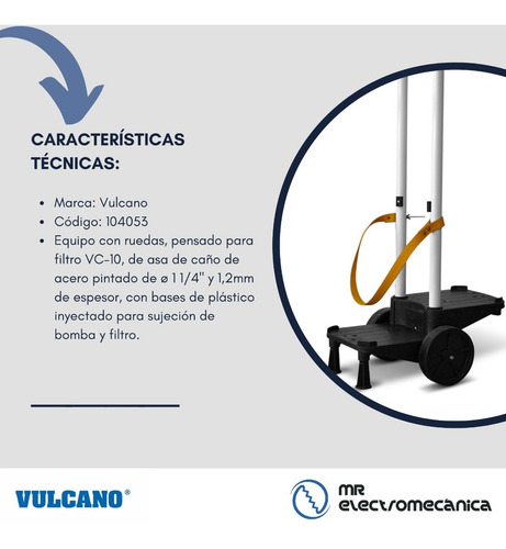 Imagen 3 de 10 de Carro Vulcano Porta Filtro Y Bomba Para Vc10 / 104053