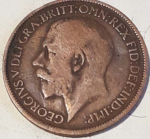 Half Penny 1918 Imperio Británico Inglaterra Medio Penique 