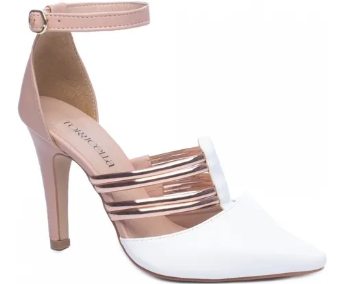 Sand lia Scarpin Branco Noiva Ros Sapato Salto M dio Luxo