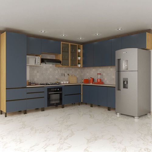Cozinha Completa Bartira Cristal 13 Portas, 9 Gavetas