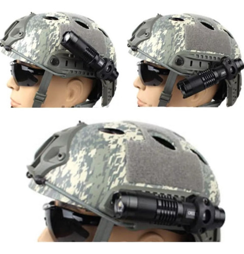 Kit Lámpara T6 Recargable + Soporte Casco Táctico Grande