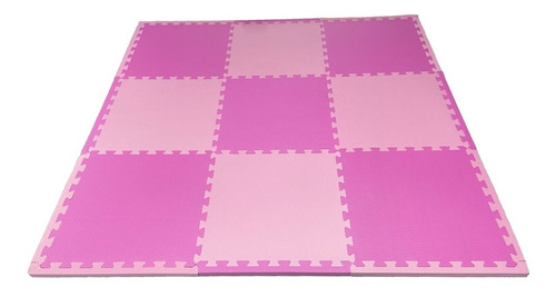 Kit 9 Tatame Tapete Eva 50x50x2cm Bordas 20mm Bebê Rosa