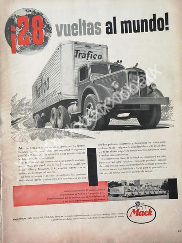Cartel Retro Camiones Trailer Mack I28 1953/766